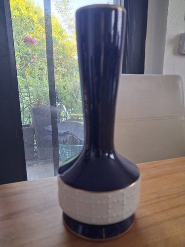 Vase echt kobalt - mit, weisem