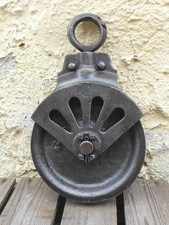 Antike Seilrolle Eisen Frankreich Ø15,5 cm Dunkelbraun Industrie Deko Vintage