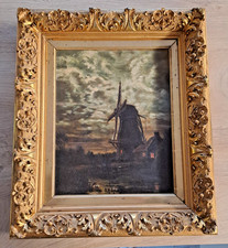 Ölbild „Landschaft mit Windmühle“ – unsigniert schöner antiker Rahmen 44x52cm