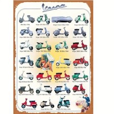 Blechschild Vespa Retro Roller Modelle Metallschild 30x20cm Vintage TE849