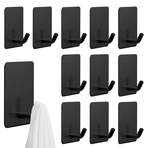 12pcs adhesive hooks black - hooks,