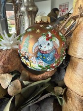 Glaskugel, Christbaumkugel, Weihnachtskugel, Teddy, 8cm, handbemalt