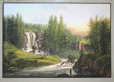 Kassel Wilhelmshöhe Teufelsbrücke Original Umrissradierung Bleuler 1815