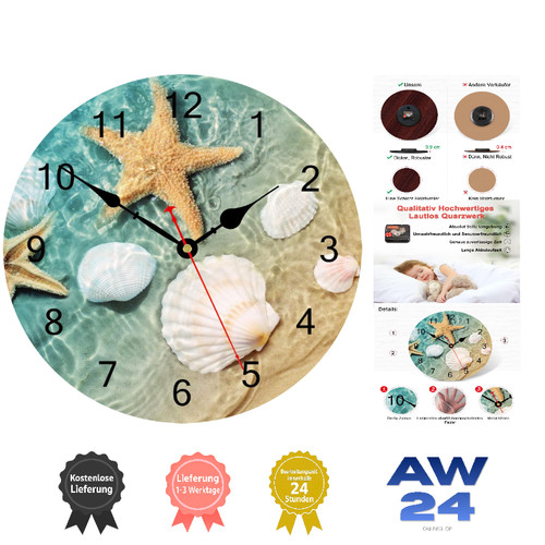 Wanduhr seestern leise - wanduhr,
