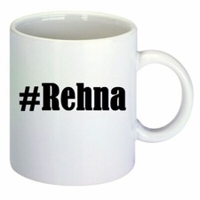 Kaffeetasse #Rehna Hashtag Raute Keramik Höhe 9,5cm in Weiß