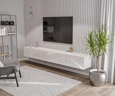 Lowboard TV Hängeboard 270 cm /3x90 cm Hochglanz Weiß TV-Schrank Modern Wohnwand
