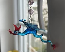 Glas Vogel - Drache - Deko Figur zum Aufhängen