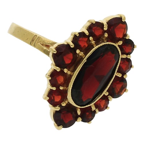 Granatring oval 333 gelbgold - granatring,