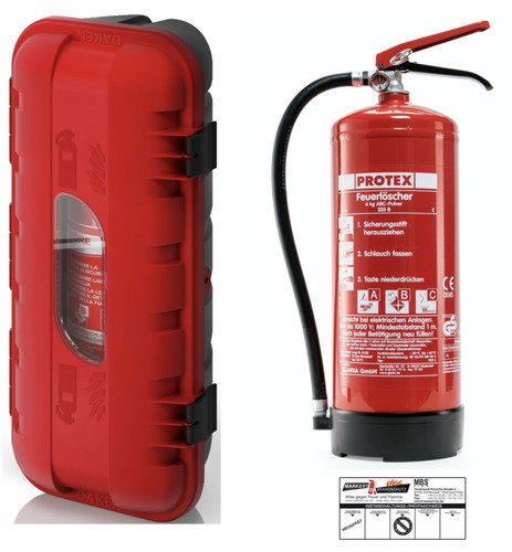 Feuerlöscher box rot - feuerlöscher, rot/schwarz
