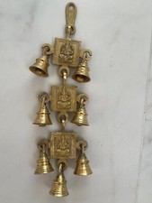 Lange 32 cm hängende Messing Altar Glocken Wicca Buddhismus Hinduismus Ganesh sieben Glocken