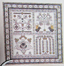 Stickvorlage "Paradies-Garten II -  Mustertuch Sampler in Schwarzstickerei"