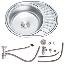 Rundspüle 57CM Spülbecken Küchenspüle Edelstahlspüle Einbauspüle Spüle 