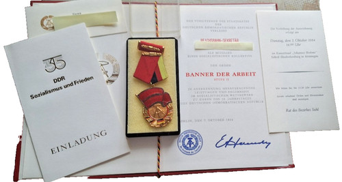 Ddr urkunde orden banner der - ddr,