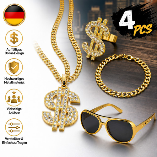 Hip hop kostüm gold - gold, 4-teilig