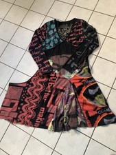 Damenkleid Desigual Gr. XL Langarm Bunt Asymmetrisches Rockteil