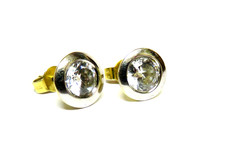 Klassische 585 Gold Solitär Ohrstecker mit Zirkonia im Brillantschliff - 8 mm