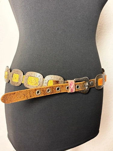 Vintage leder gürtel - gürtel, concho