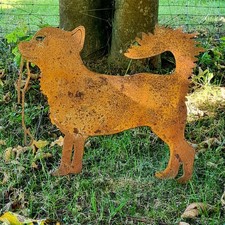 Hund mit Leine Höhe 40 x 48 cm Edelrost Rost Metall Rostfigur Gartendekoration