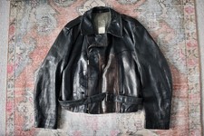 Vintage 50s Swedish Joel Jonsson Two Tone Leather Motorcycle Jacket Flight Biker L
