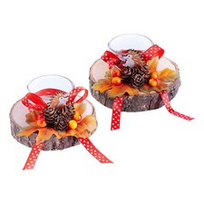 Stimmungsvoller Baumstamm-Teelichthalter Wood 2er-Set Herbstdeko Kerzen Wie Neu