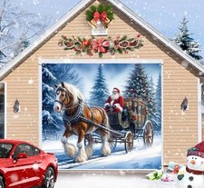 Carriage Weihnachtsmann Garage Tür Banner Gewebe Outdoor Hintergrund