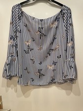 Bluse Schmetterlinge blau weiß gestreift Primark / Atmosphere S / 36 Shirt