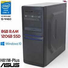 ASUS H81M-PLUS INTEL CORE i5 4460 COMPUTER PC WINDOWS 10 11 120GB SSD  8GB RAM