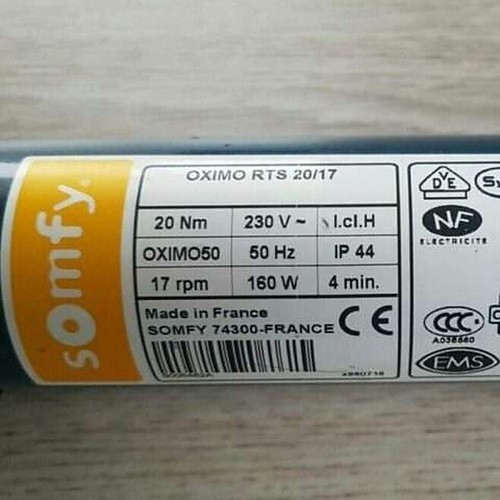 Somfy oximo rts 17 - rts, 20/17