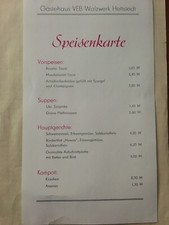 Arbeitsblatt A4 / Speisekarte Gästehaus VEB  Walzwerk Hettstedt aufgeklebt Z3