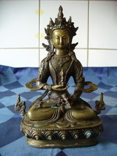 Buddha Figur Bronze oder Messing , sitzende Göttin ca. 20 x 14 cm, 0,941 Kg