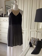 H&M Tunika Spaghettiträger Georgette teilgefüttert schwarz Gr. 44