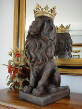Statue Löwe Figur Königslöwe Krone Gold Deko Skulptur Raubkatze Lion Edel Luxus