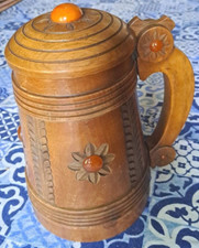 ALTDEUTSCHER BIERKRUG 2 L EICHENHOLZ von 1938 SCHMUCKSTEINE BERNSTEIN