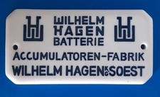 Wilhelm Hagen KG Soest altes Porzellan Schild 16x8cm Vorkrieg Batterie Werbung