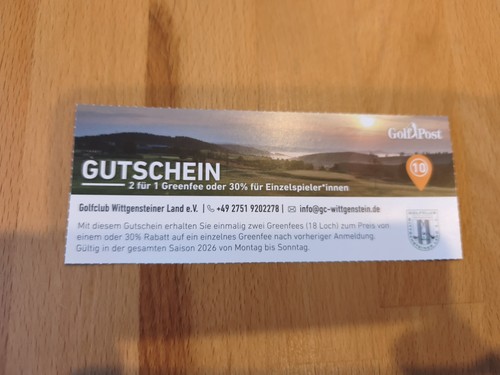Golf gutschein greenfee - gutschein, 50%