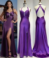 Lila langes Kleid Größe 34-52 Charmeuse Abendkleid Partykleid Neujahrskleid