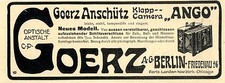 Klapp- Camera "Ango" Goerz- Anschütz Berlin Friedenau Historische Werbung 1907