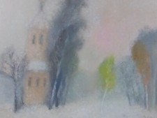 Nebellandschaft mit Kirche