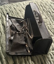 VINTAGE DOCTOR’S DENTIST’S MEDICAL BAG INSTRUMENTE SCHWARZ LEDER CHIRURGISCHE WERKZEUGE