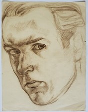 Zeichnung Rötelzeichnung Selbstportrait Leo Rainer Scholtissek  um 1955