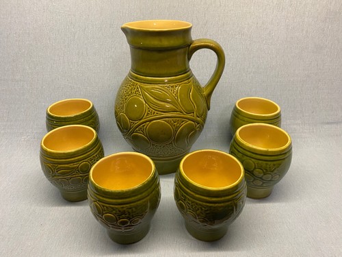 Grünes keramik krug set - grünes, keramik-krug-set