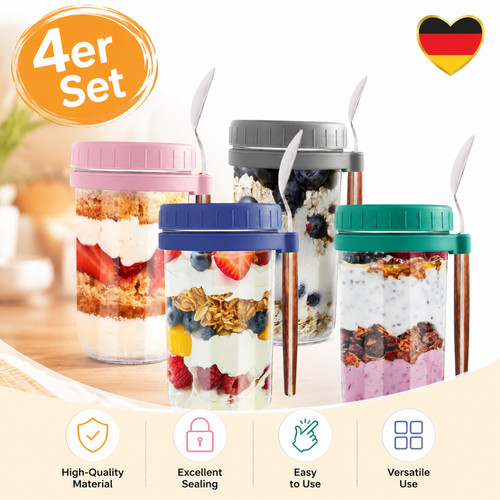 Overnight oats gläser - 4x,