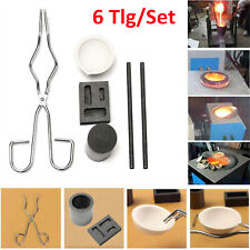 6tlg Set Schmelzofen Schmelztiegel Gussform Zange Gieß Schmelzen Gold Silber DE