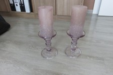 depot Kerzenhalter Kerzenständer mit Kerze Glas Kerzenglas rose