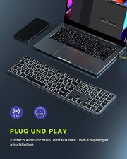 seenda Tastatur Kabellos Beleuchtet, Wiederaufladbare Kabellose Tastatur