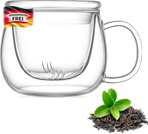 Teeglas mit sieb und - sieb, deckel