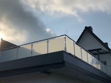 Balkongeländer mit VSG-Milchglas 8,38mm Geländer Treppe Terrasse Edelstahl