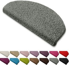 Shaggy Stufenmatten Barcelona Treppenmatten Halbrund oder Eckig Stufenteppich 