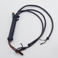 Peitsche 3 zügig schweres Leder 74cm schwarz Leder