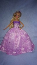 Barbie Puppen Kleid Lila Spitzen Prinzessin Ballkleid Brautkleid Hochzeit #D